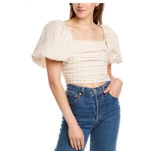 Revolve DNT Daisy Lane Puff Sleeve Cropped Top Women's Size Small 2366